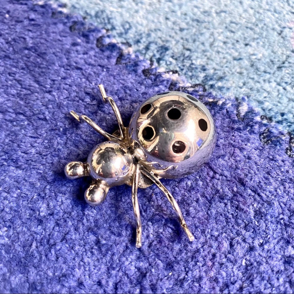 vintage Taxco Ladybug Brooch Large sterling silver 925 Mexico - Picture 3 of 7